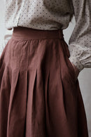 Jupe midi "Vineta" en lin couleur bois de rose
