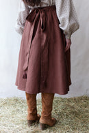 Jupe midi "Vineta" en lin couleur bois de rose