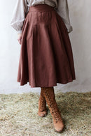 Jupe midi "Vineta" en lin couleur bois de rose