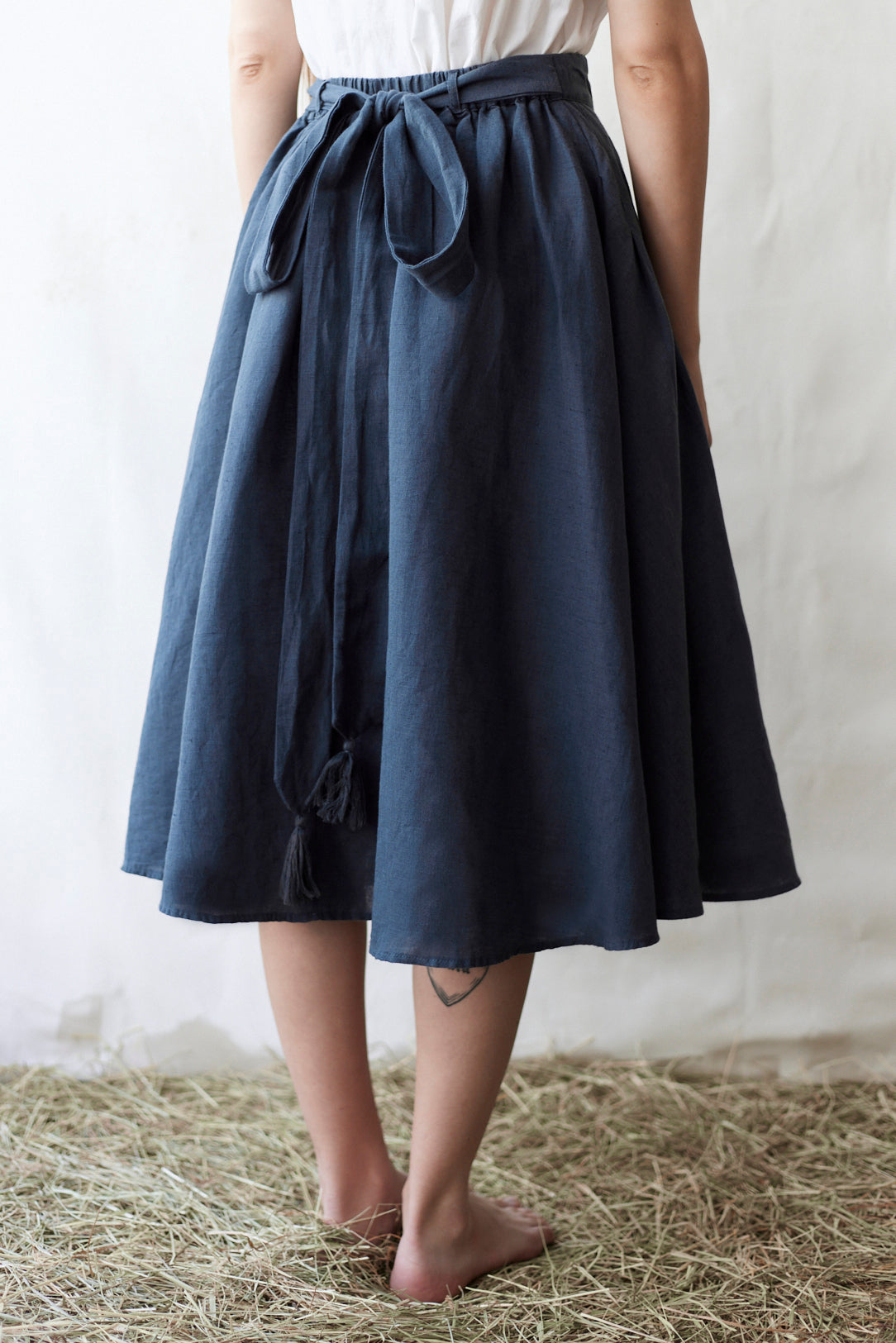 "Vineta" linen midi skirt skandi blue