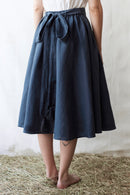 "Vineta" linen midi skirt skandi blue