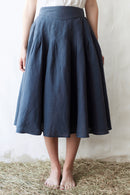 "Vineta" linen midi skirt skandi blue