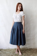 "Vineta" linen midi skirt skandi blue