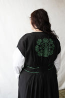 "Vivika" black dress with green embroideries