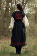 "Vivika" black dress with red embroideries
