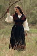 "Vivika" black dress with red embroideries