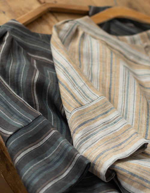 "Adelina” Top in striped linen chestnut