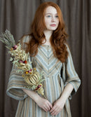 Robe  'Adelina' en lin rayé ambre
