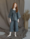 Pantalon  'Adelina' en lin rayé ambre