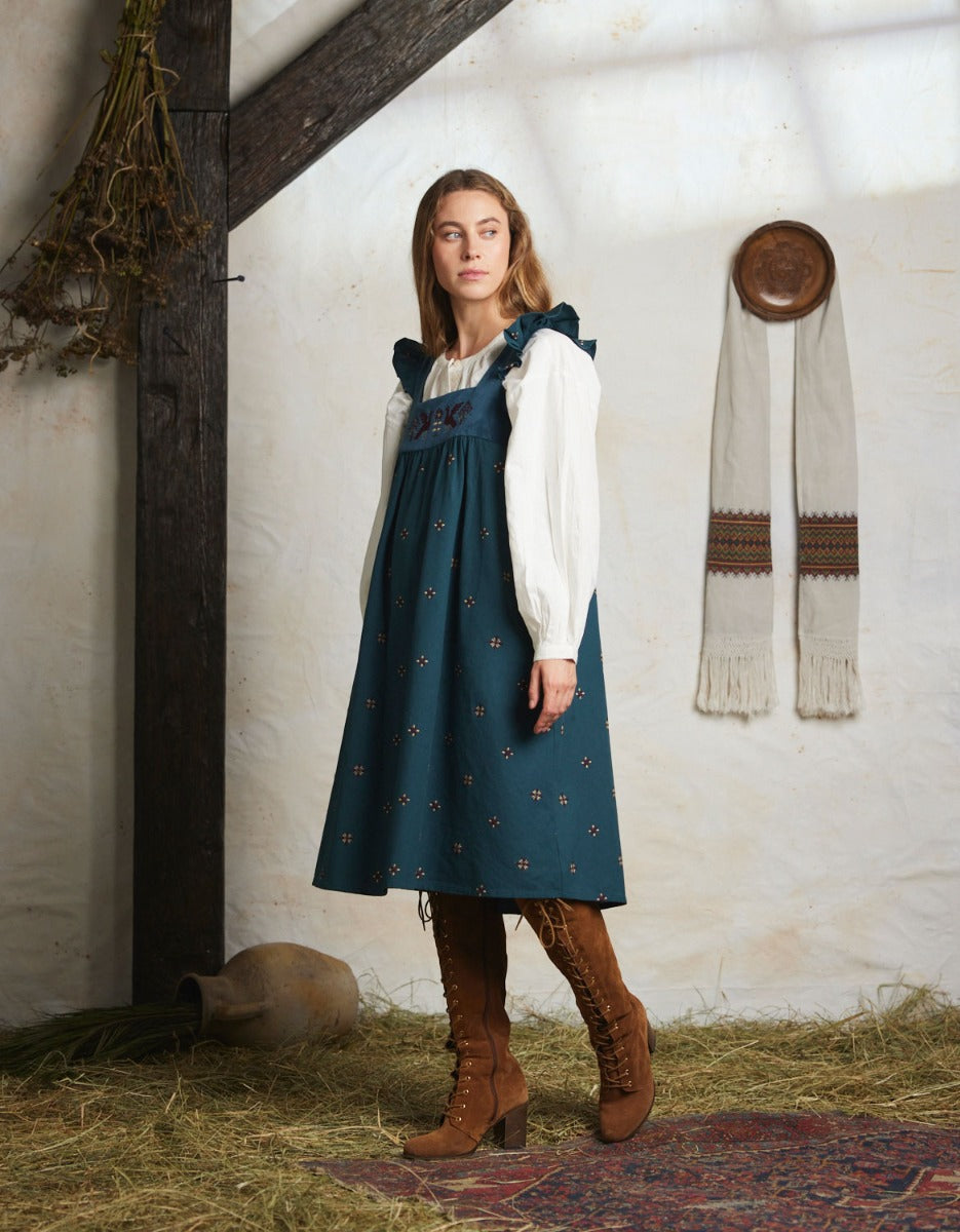 Alba Apron Dress | Velvet Pinafore Dress | Traditional Fashion