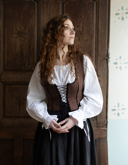 Corset 'Alma' en lin châtaigne