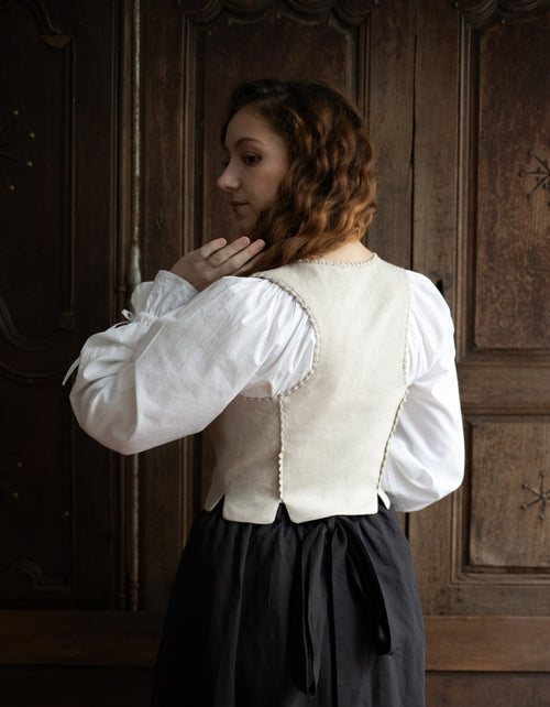 "Alma" folk corset in natural linen