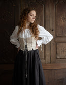 "Alma" folk corset in natural linen