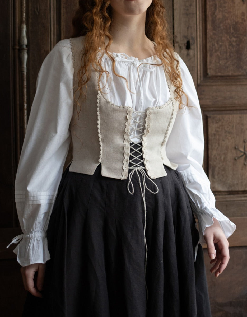 "Alma" folk corset in natural linen