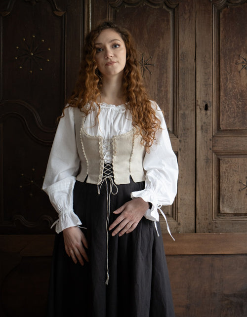 "Alma" folk corset in natural linen