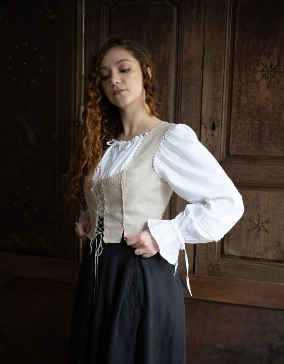 "Alma" folk corset in natural linen