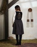Robe 'Amela' brodée en velours et canevas noir