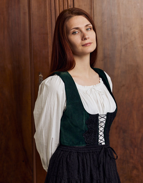 Corset 'Daria' en velours vert lierre