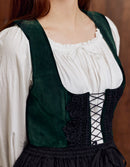 Corset 'Daria' en velours vert lierre