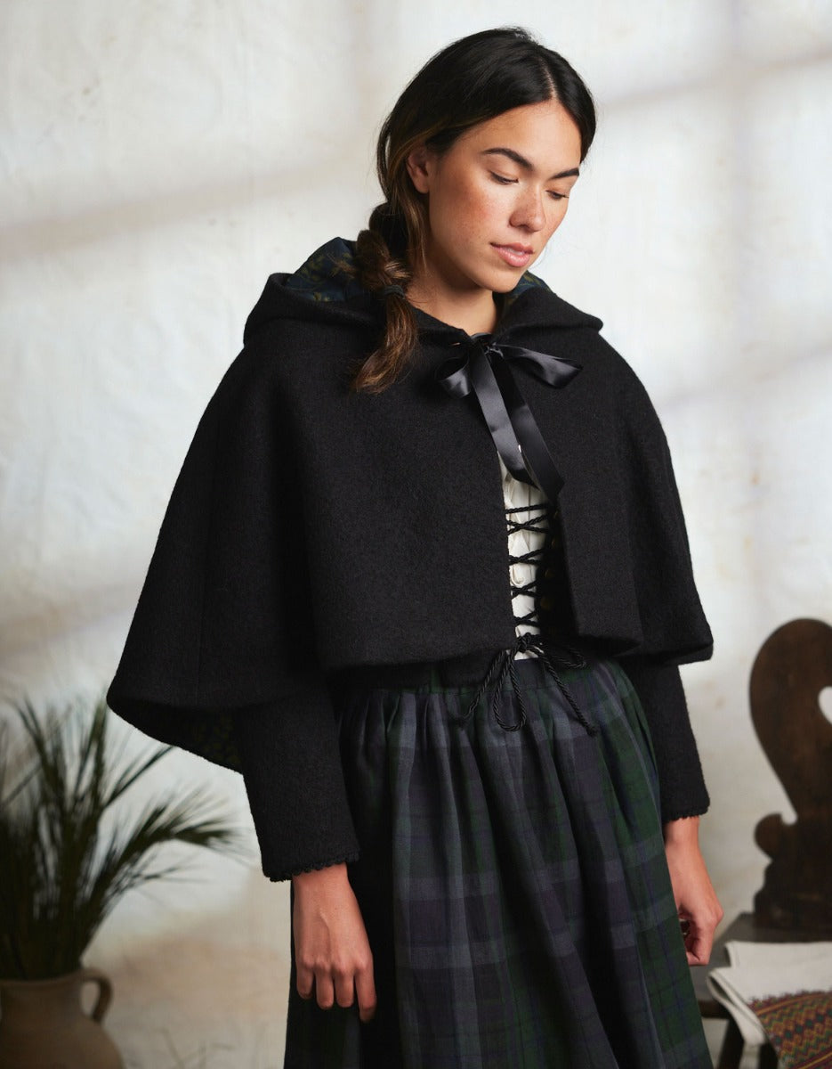 Aneta Cape in Black wool