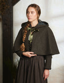 "Aneta" cape in moss green wool