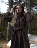 Manteau long 'Aneta' en pure laine marron