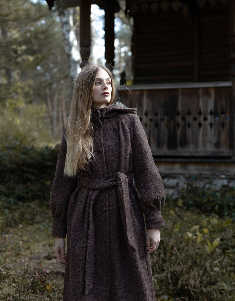 Aneta Pure Wool Coat | Maxi Brown Coat | Woman Fashion – voriagh