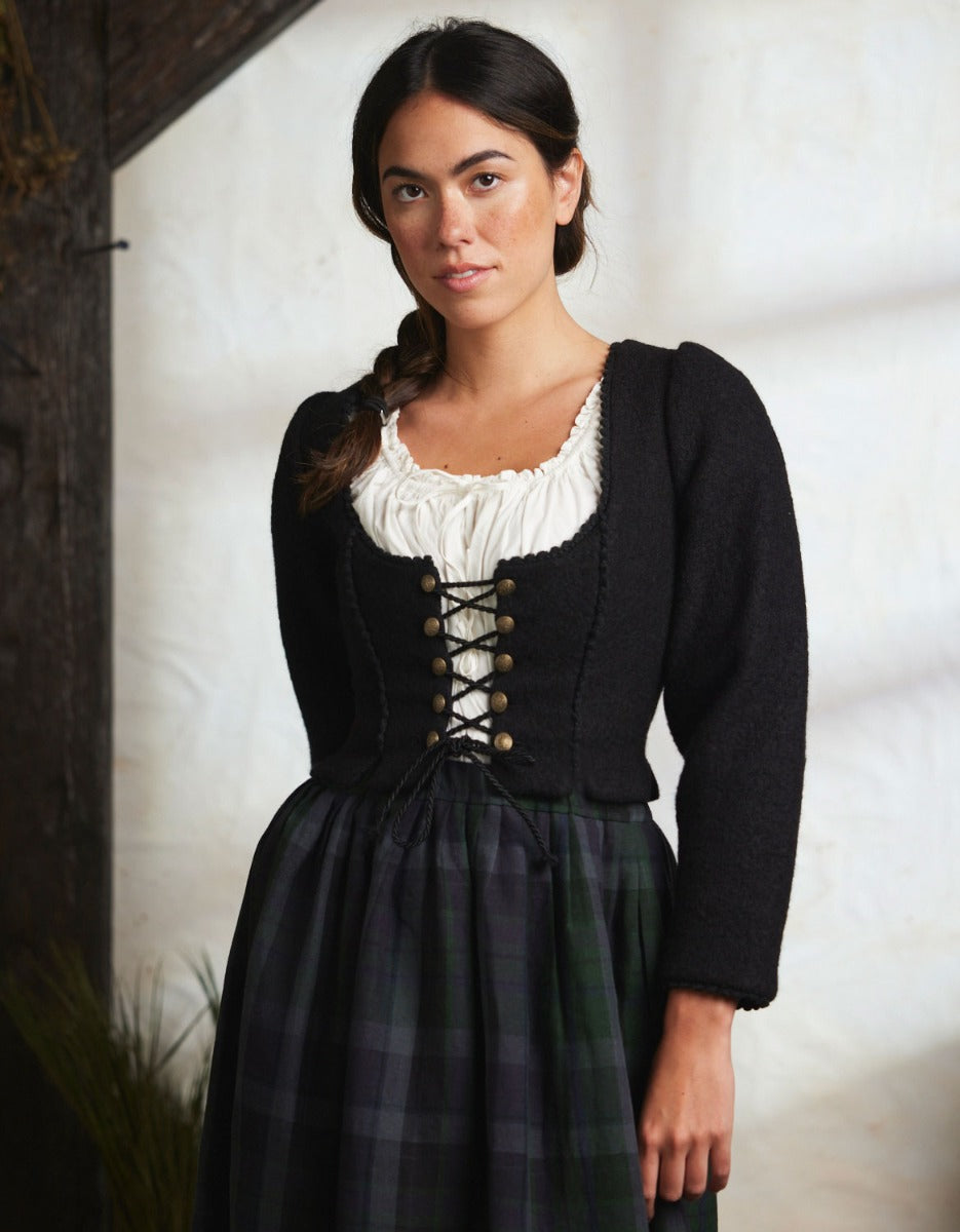 "Aneta" corset jacket in black wool
