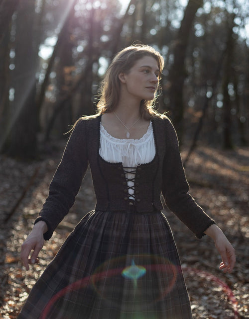 Veste corsetée 'Aneta' en laine marron