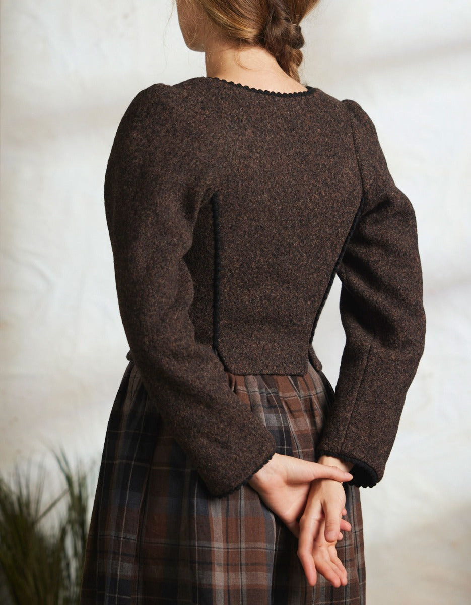 Veste corsetée 'Aneta' en laine marron