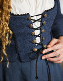 "Aneta" corset jacket in skandi blue wool