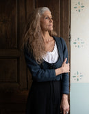 "Aneta" corset jacket in skandi blue wool