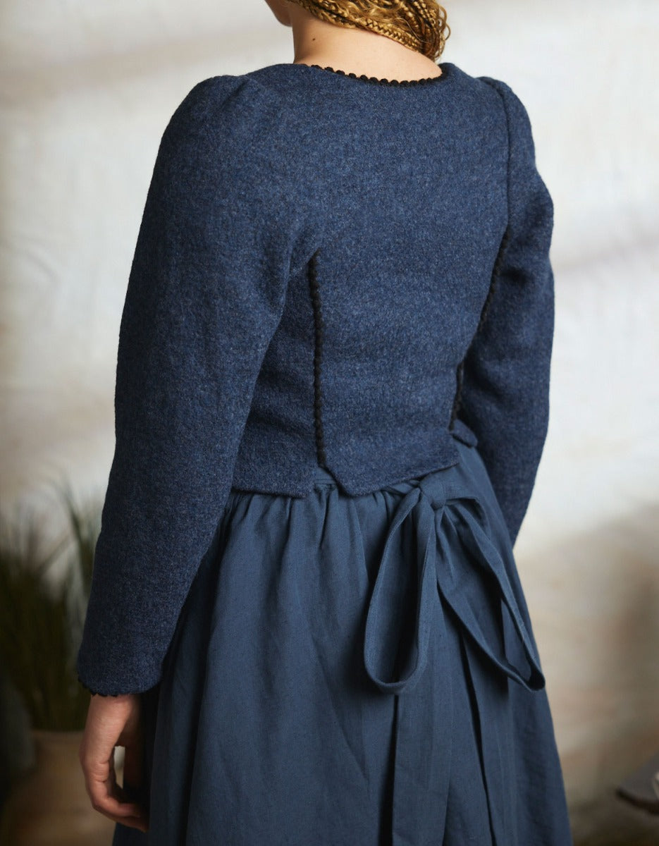 "Aneta" corset jacket in skandi blue wool
