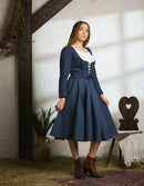 "Aneta" corset jacket in skandi blue wool