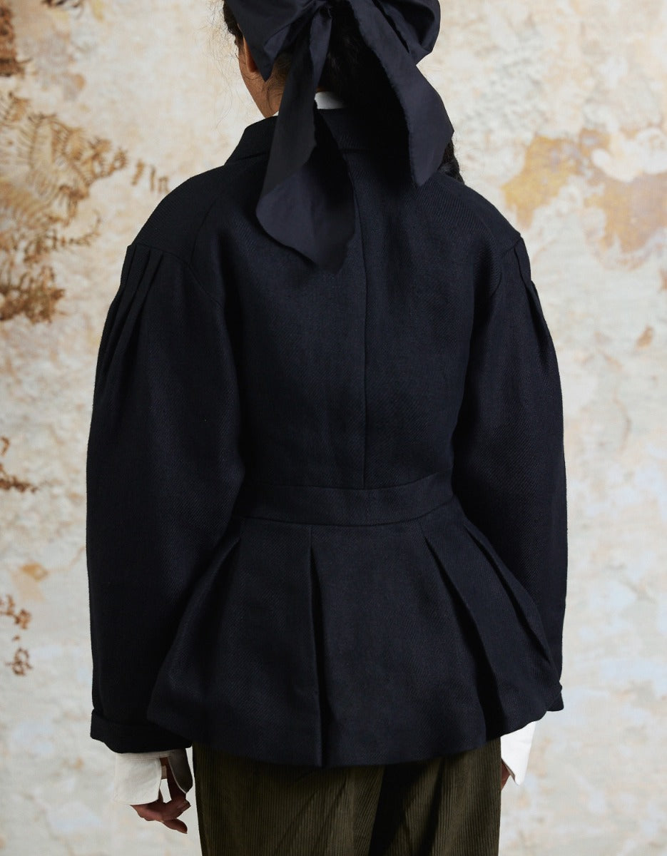 Veste 'Annie' en lin épais noire