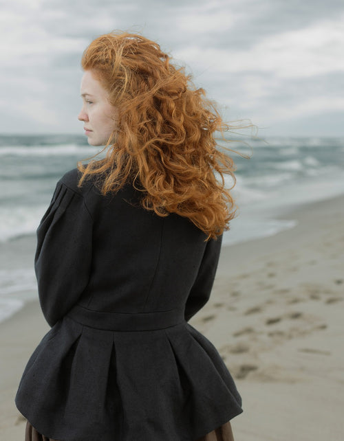 Veste 'Annie' en lin épais noire
