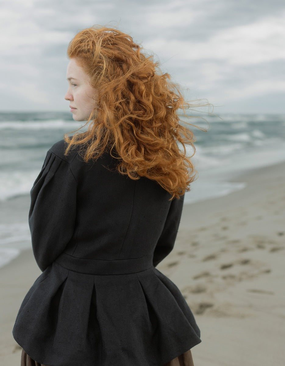 Veste 'Annie' en lin épais noire