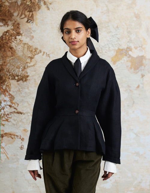 Veste 'Annie' en lin épais noire