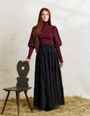 Pull col roulé 'Ariana' en coton et cachemire avec manches gigot bordeaux