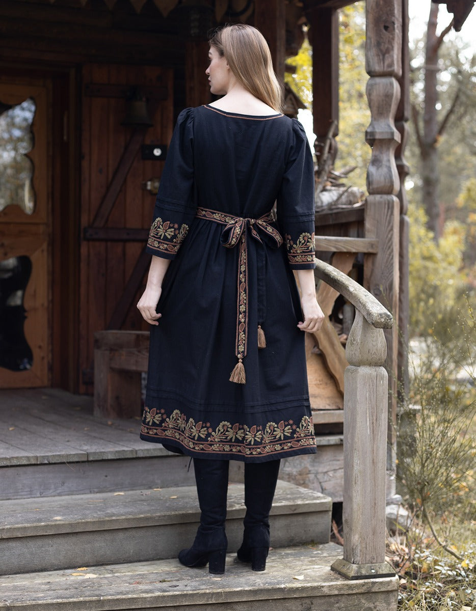 Astrid Black Dress | Designer Embroidered Dress | Black Dress – voriagh