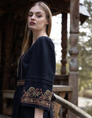 "Astrid" dress black with contrasting embroideries