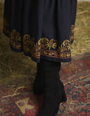 "Astrid" black skirt with contrasting embroideries