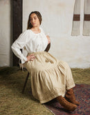 "Astrid" skirt ceramic off white with nuanced embroideries