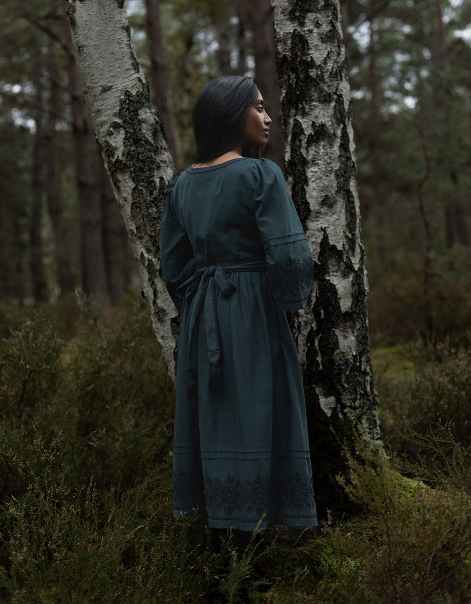 Austra embroidered dress forest green voriagh - sisters from ancient lands Austra embroidered dress forest green voriagh - sisters from ancient lands
