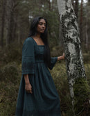 Robe 'Austra' brodée couleur vert forêt