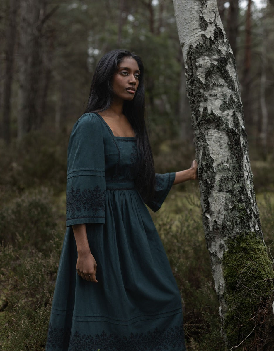forrest green dress Gina Breezy Crinkle Kaftan Dress in Forest Green – Pink Haley main image 1