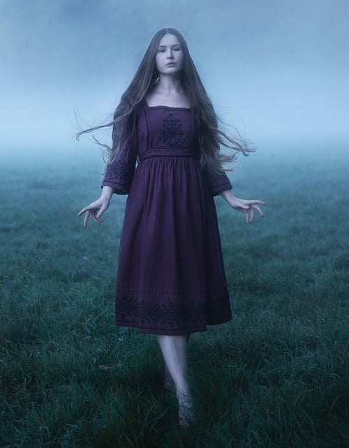 Robe 'Austra' brodée couleur prune