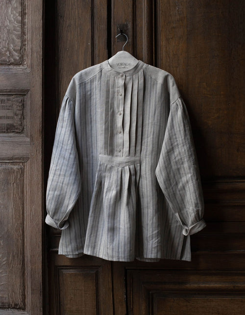 "René" French miller's shirt replica striped linen