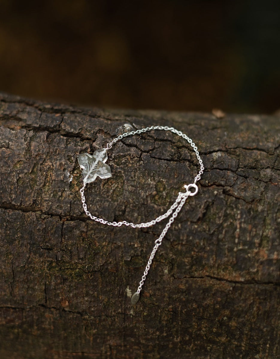 Bracelet 'Glacier Flocon' en quartz blanc ancien gravé et argent 925
