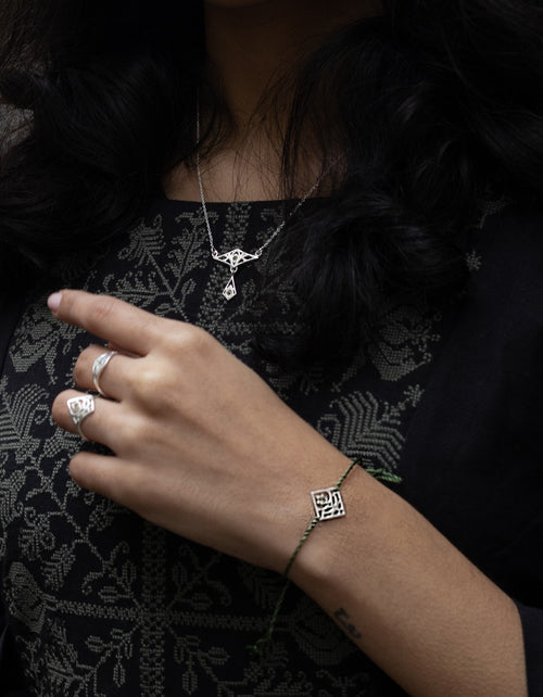 Bracelet 'Primula major' en argent et péridot